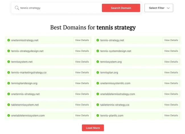 an example of the domain wheel domain name generator tool.